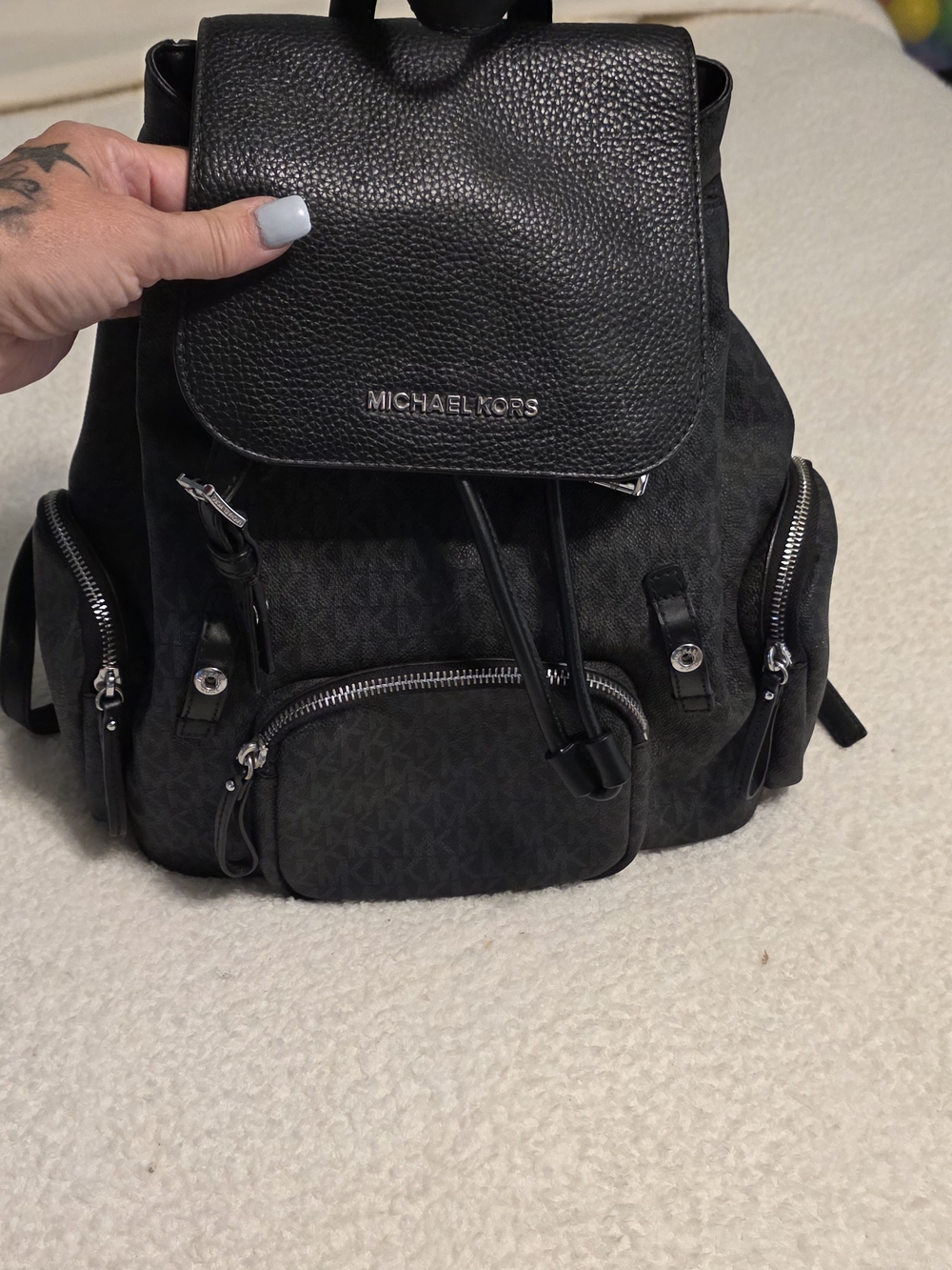 Michael Kors Men's Black Logo Drawstring Backpack